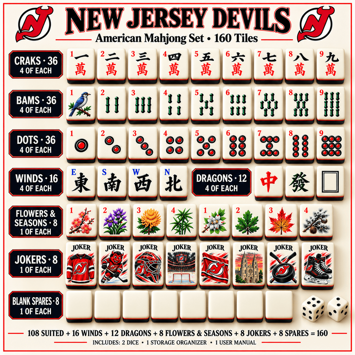 Premium NJD Mahjong Tiles Set TTMH