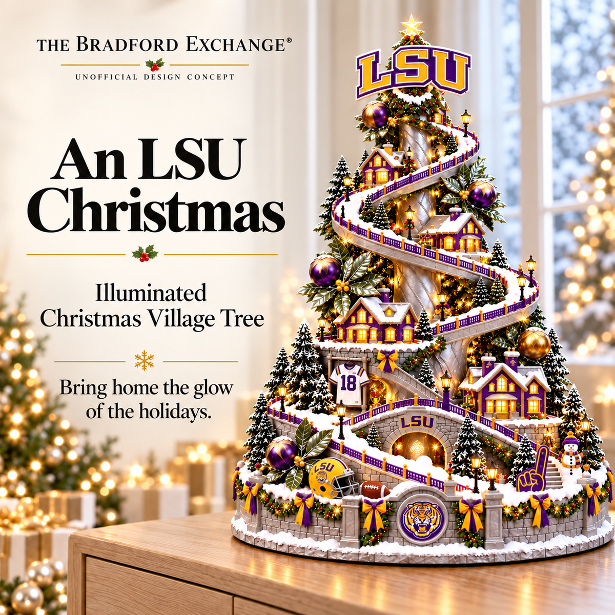 LSU Christmas Village Tree DNBN