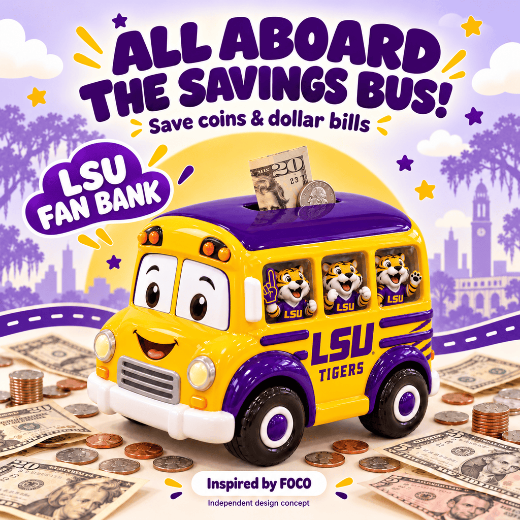 LSU School Bus Piggy Bank DNBN