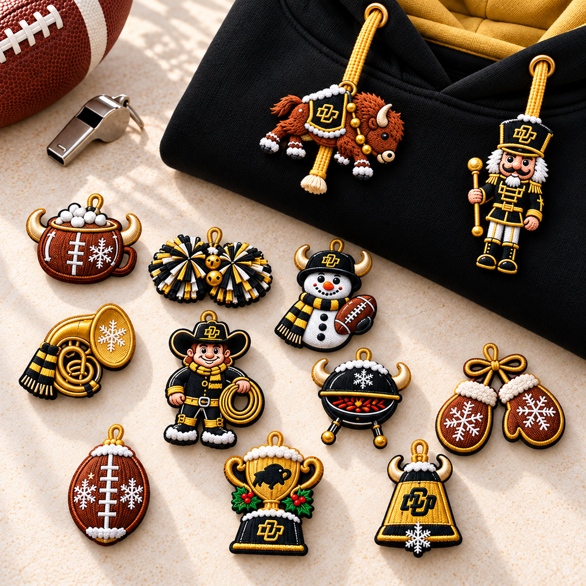 Premium CLB Christmas Embroidered Charm Hoodie PVNA