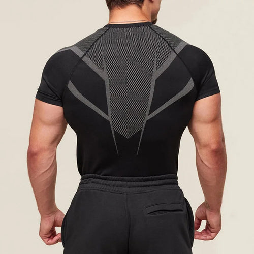 2025 Men's Compression Sports T Shirt Short Sleeve Quick Dry Gym Fitness Running Training Tee Breathable Elastic Workout Tops