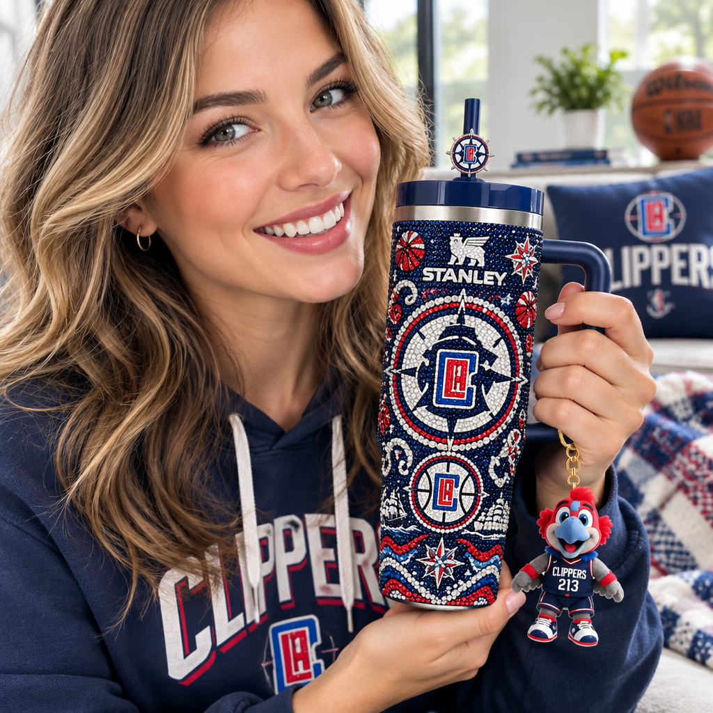 La Clippers 40oz Tumbler With Handle TTNL